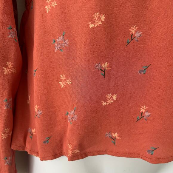 Lucky Brand Women's Ruffle Square Neck Cropped Floral Top L Large New - Picture 4 of 12